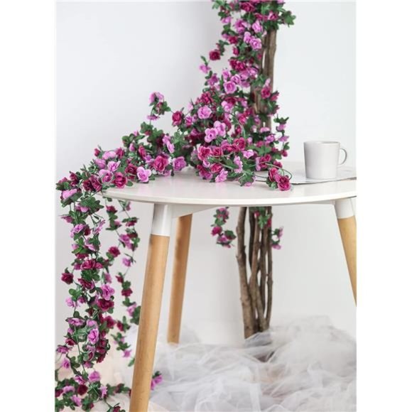 8.25 FT Flower Garland Rose Vines Artificial Flower Hanging Rose Garland Flores - Picture 5 of 7